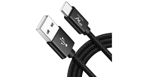 Wayona 65W Nylon Braided USB A to Type C 3Ft 1M 3A Fast Charger USB C Cable For Samsung Galaxy S9 S8 (1M, Black)