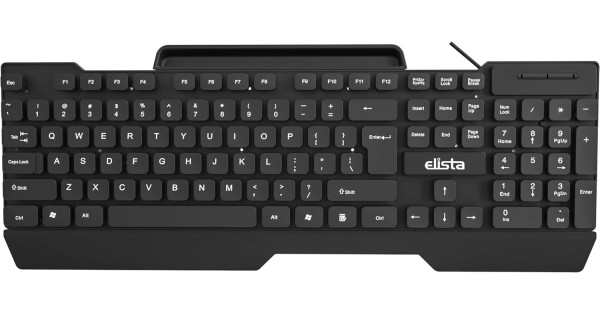 Elista Wired USB Keyboard | 104 Keys with Stylish Mobile Holder| ELS WK-711