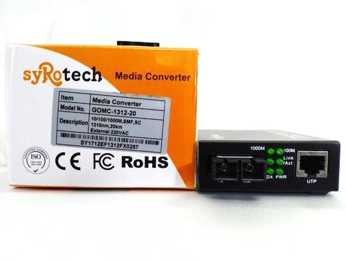 Syrotech 10/100/1000m Dual Fiber Media Converter 20km, GOMC-1312-20 -