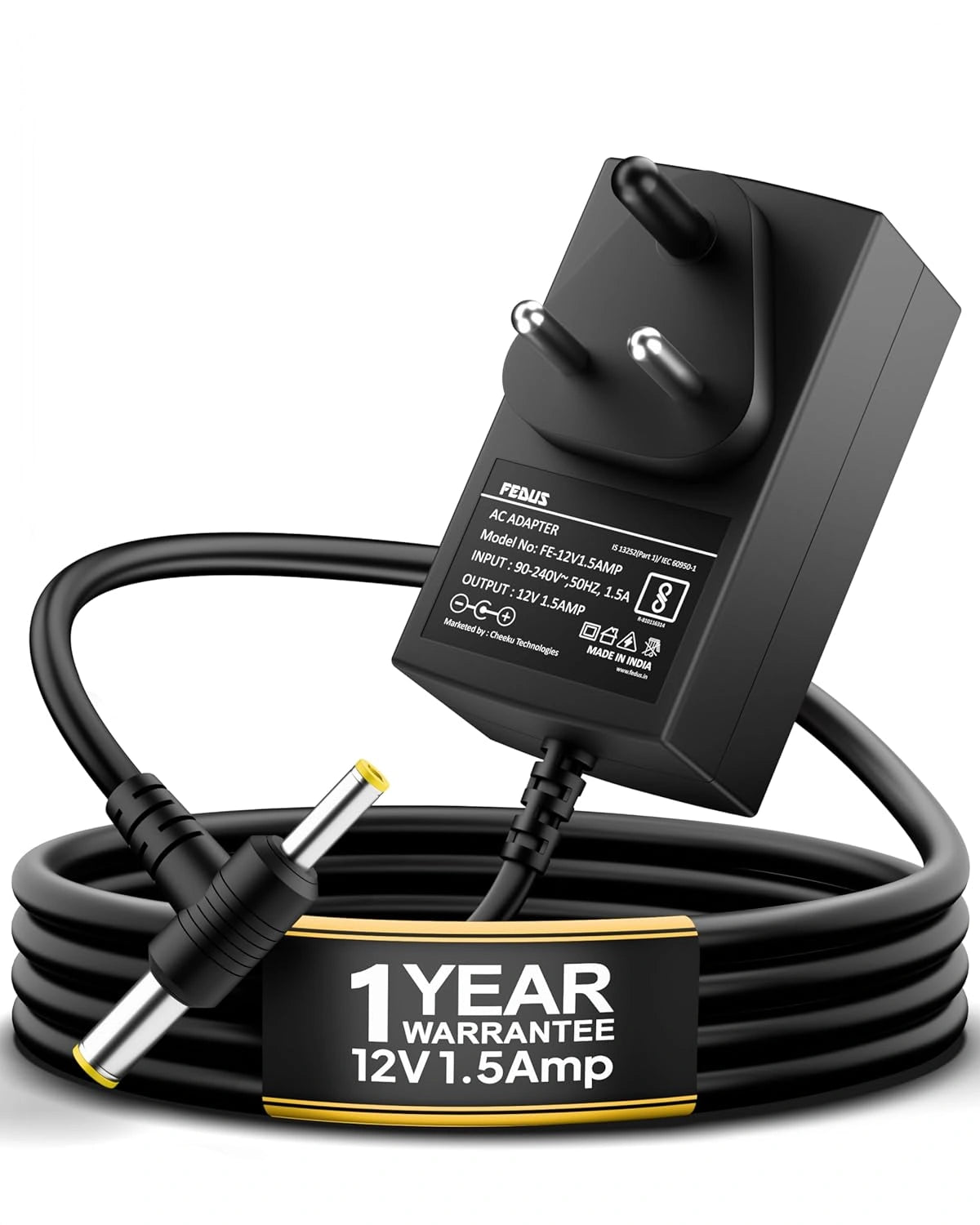 Buy FEDUS 12V 1.5A DC Power Adapter for LCD Monitor, CCTV