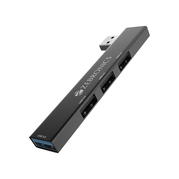 ZEBRONICS 210HB, 4 in 1 USB Hub, USB 3.0, 4 USB Ports, Speeds Upto 5
