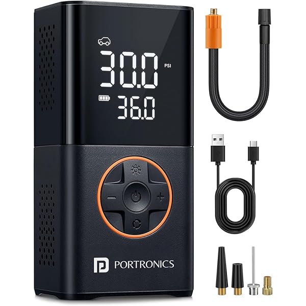 Portronics Vayu 3.0 tyre Inflator with 150 PSI Pressure,