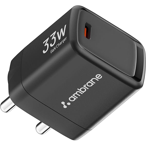 Ambrane 33W Fast Charging Adapter GaN Charger, for iPhone,