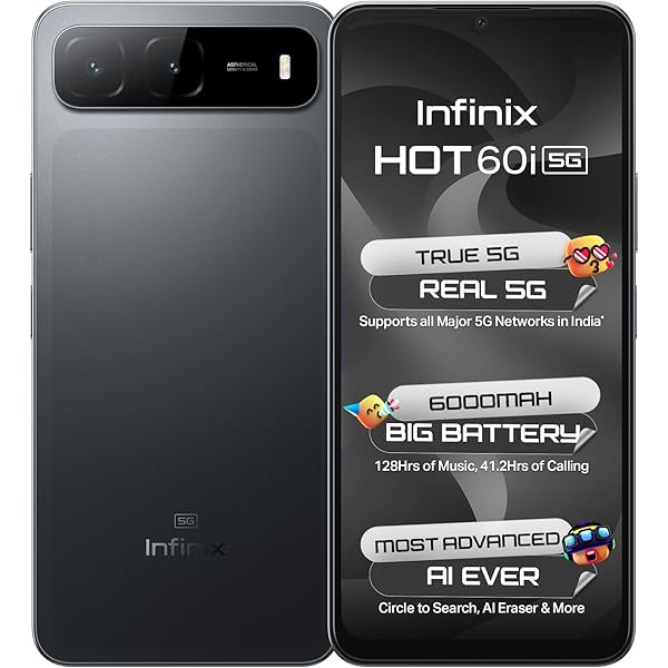 Infinix HOT 60i 5G (Sleek Black, 4GB RAM, 128GB Storage) | True 5G