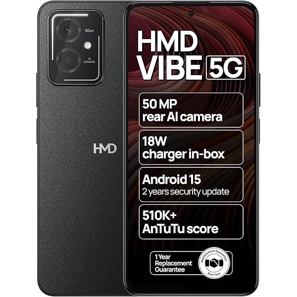 HMD Vibe 5G | Android 15 | 50 MP Dual Rear AI Camera | Rear